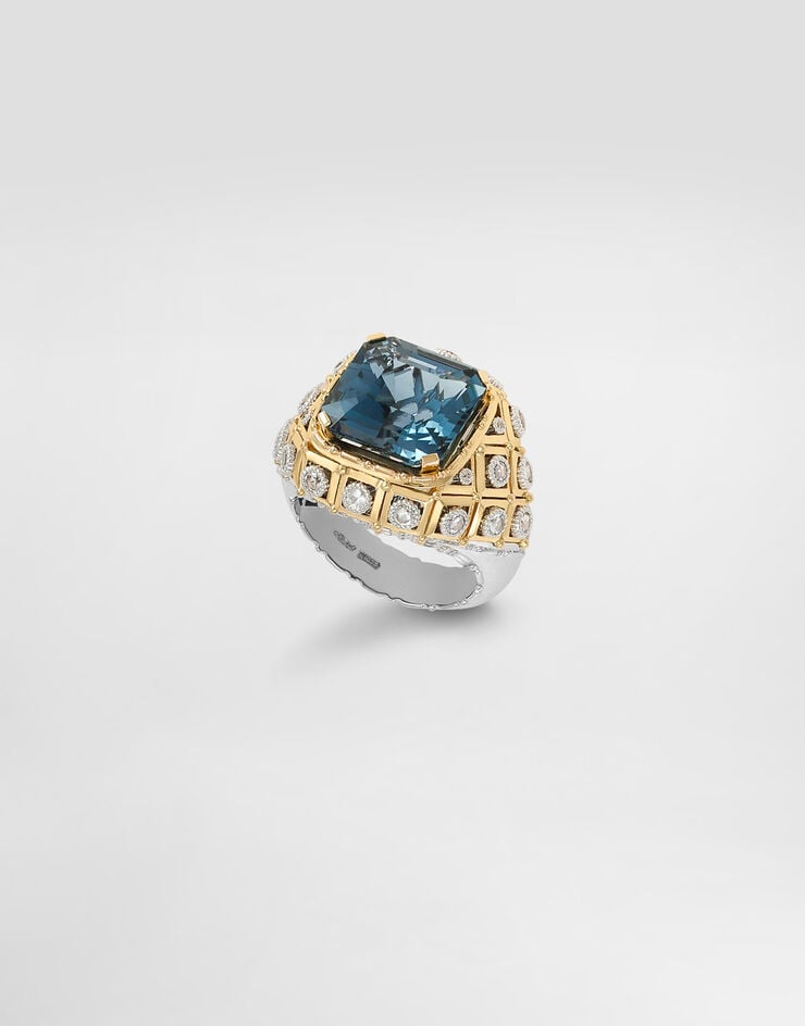 Dolce & Gabbana Eleganza Ring 18-carat white and yellow gold, topazes, and sapphires Dolce & Gabbana Eleganza Ring 18-carat white and yellow gold, topazes, and sapphires Gold WRSA2GWTOP1