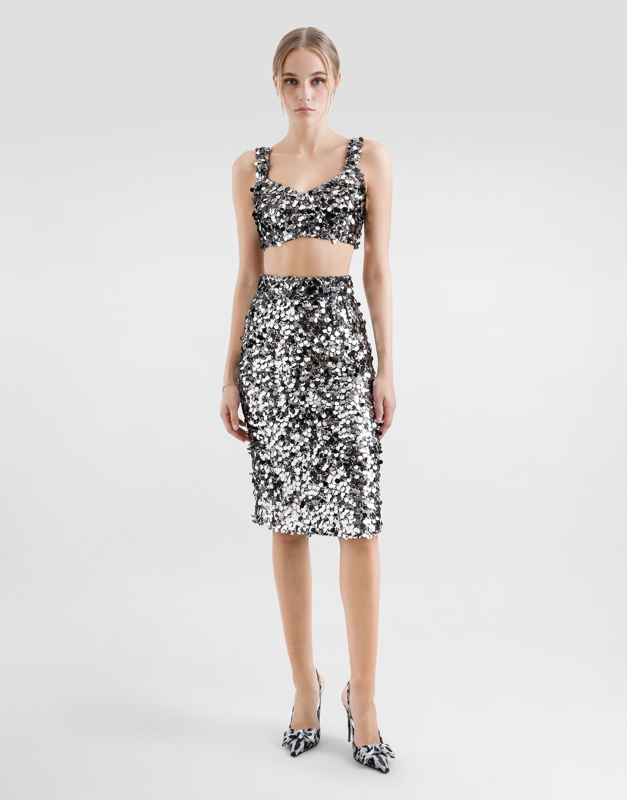 シルバーのウィメンズ スパンコール ブラレットトップ | Dolce&Gabbana®