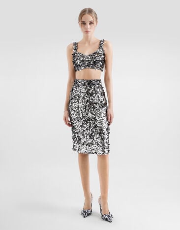 Dolce & Gabbana Sequined bralette top Silver F7Y28TFLSJ8