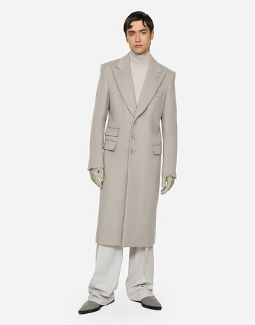 Dolce&Gabbana Однобортное пальто из двойного кашемира серый G041KTGG914