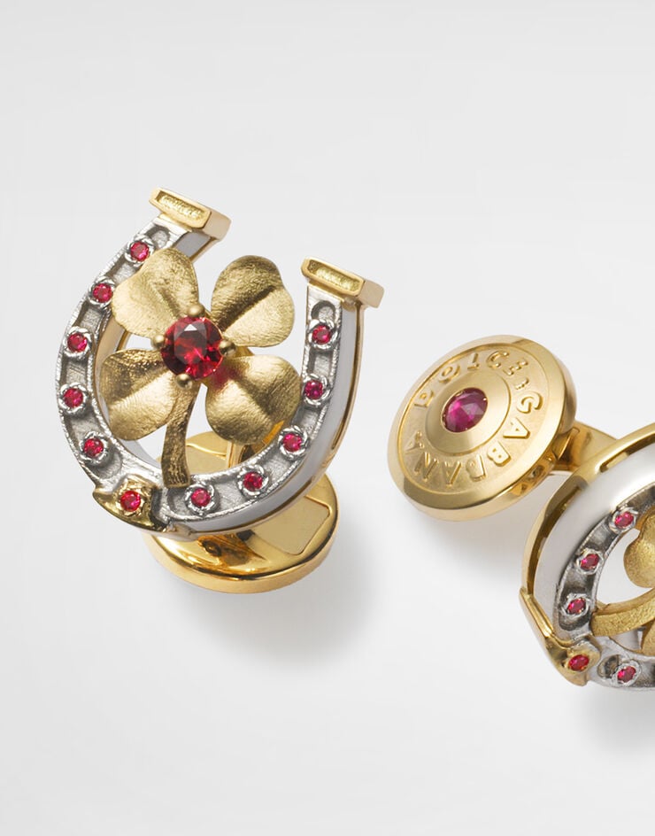 Dolce & Gabbana Good Luck Cufflinks 18 carat yellow gold and rubies Gold WFKG1GWRUB1