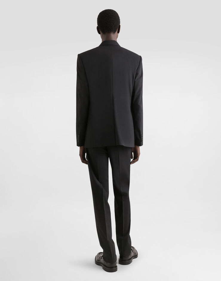 Dolce & Gabbana Wool polo-shirt with branded tag Black GXO38TJDVGE