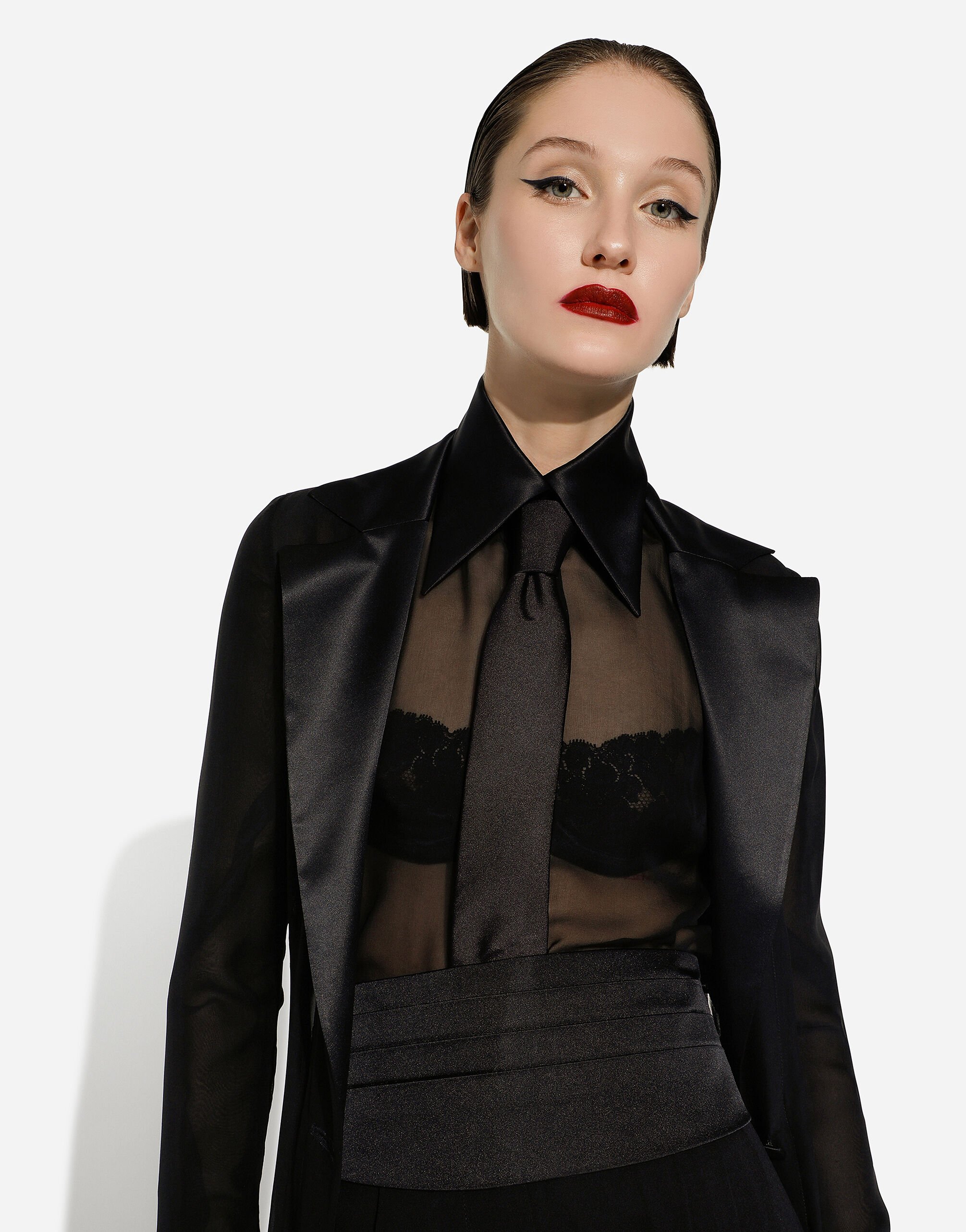 Black chiffon duster coat deals