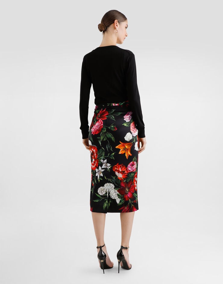 Dolce & Gabbana Flower-print satin skirt Print F4CS8TFSIB2