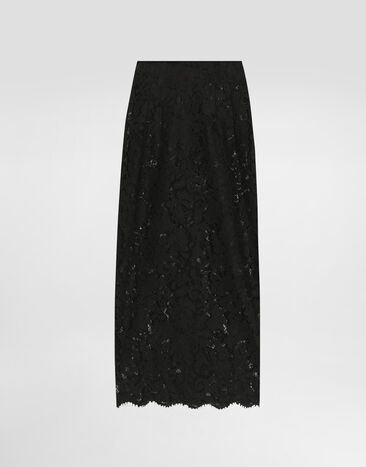 Dolce & Gabbana Cordonetto lace midi skirt Black F4B7ITHLMTB