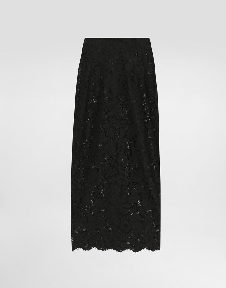 Dolce & Gabbana Cordonetto lace midi skirt Black F4B7ITHLMTB