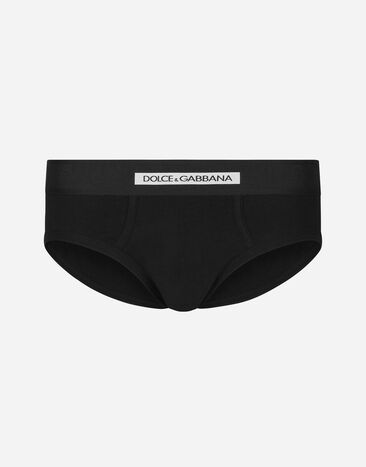 Dolce & Gabbana 양방향 스트레치 코튼 저지 미드라이즈 브리프 블랙 M9C03JONN95