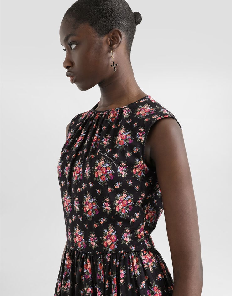 Dolce & Gabbana Small flower bouquets-print charmeuse dress Multicolor F60H2TFSA78