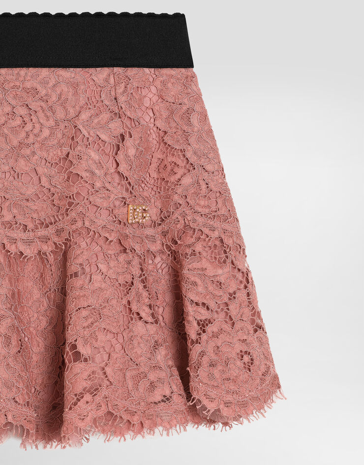Dolce & Gabbana Lace skirt with DG logo Pink L55I47HLM7L