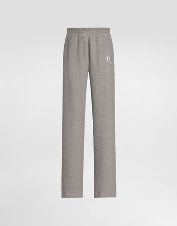 Dolce & Gabbana Fleece trousers with patch embroidery Grey FTC91ZGDDME