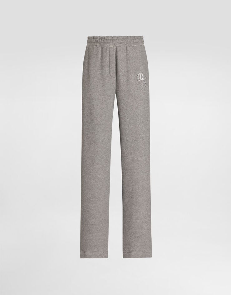 Dolce & Gabbana Fleece trousers with patch embroidery Grey FTC91ZGDDME