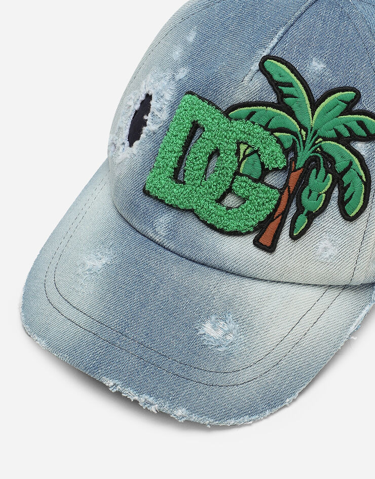 Dolce & Gabbana Denim hat with peak and DG logo Multicolor LB5H37G7L1F