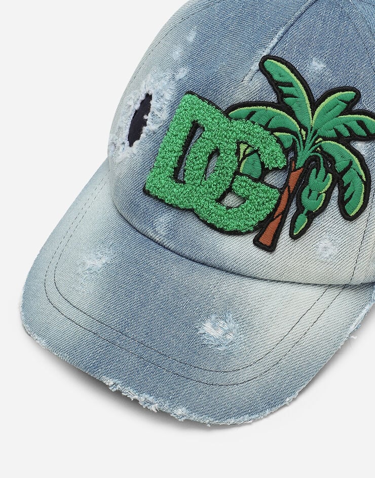 Dolce & Gabbana Mütze mit Schild aus Denim mit DG-Logo Mehrfarbig LB5H37G7L1F