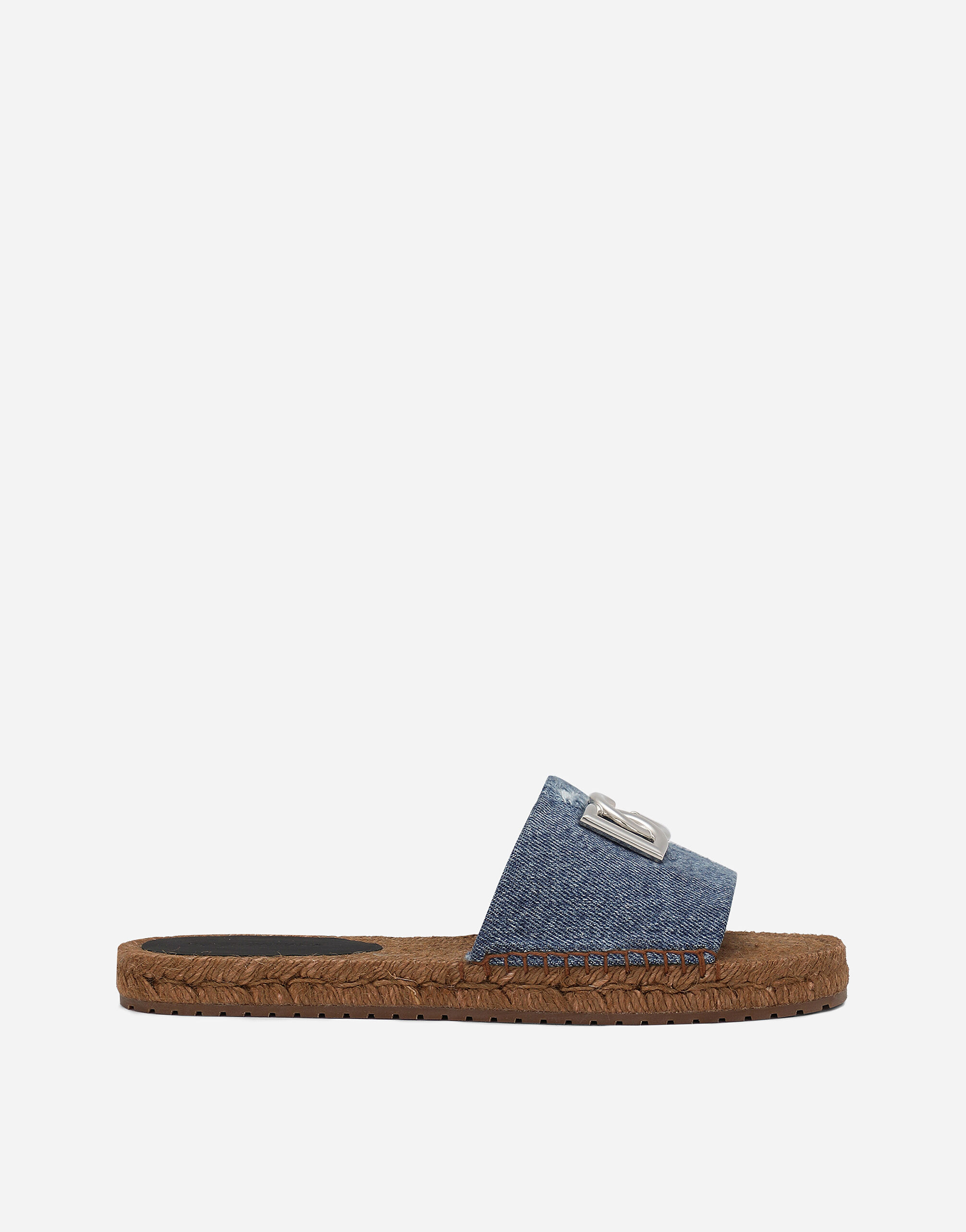 Dolce & Gabbana Patchwork denim espadrille sliders Blue CQ0436AY329