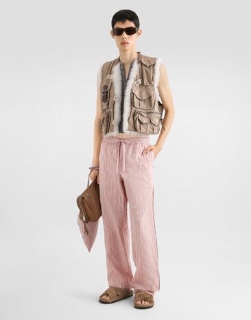 Dolce & Gabbana Hose vanity aus Gewebe mit Streifen in Froissé-Optik Multicolor GVRMATFBMFS