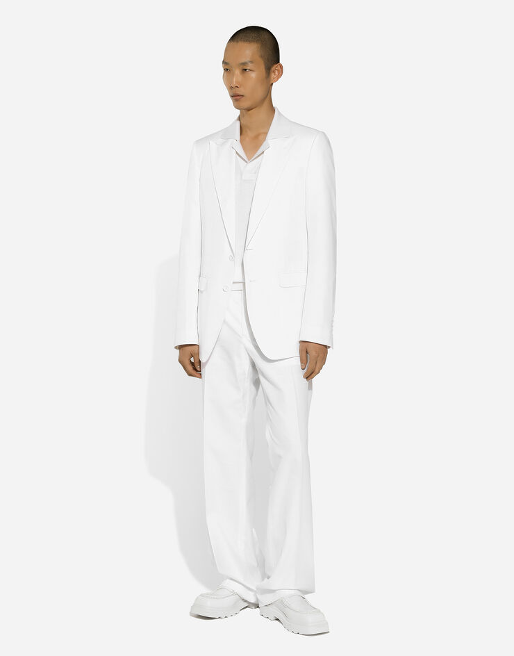 Dolce & Gabbana Silk polo-shirt with signature White GXZ09ZJBSJS