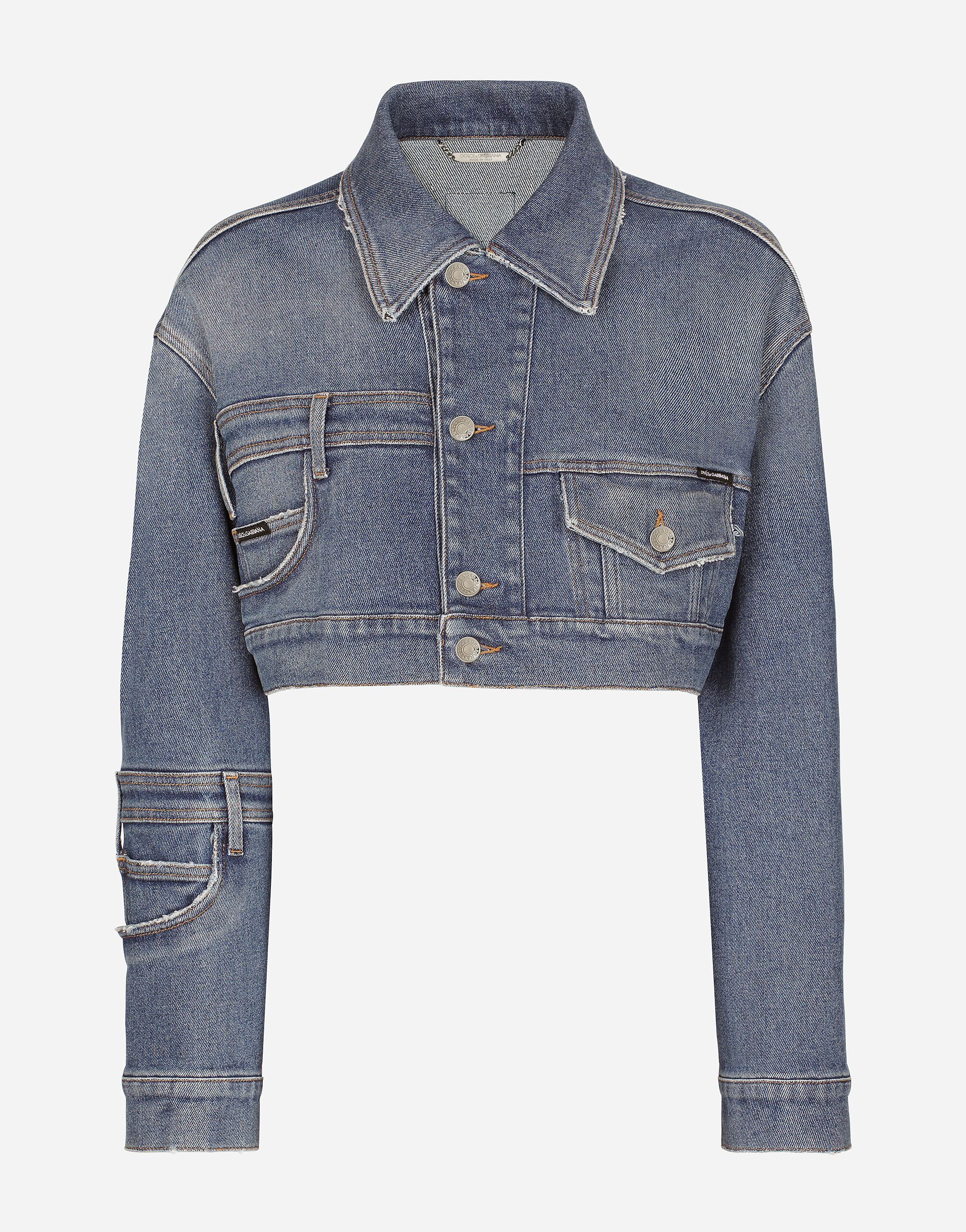 Short patchwork denim jacket in Multicolor for Dolce Gabbana US