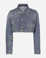 Dolce & Gabbana Short patchwork denim jacket Blue F9R74DG8KT0