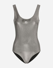Dolce & Gabbana KIM DOLCE&GABBANA Foiled racer-style swimsuit Silver FTAMPTFLSFG
