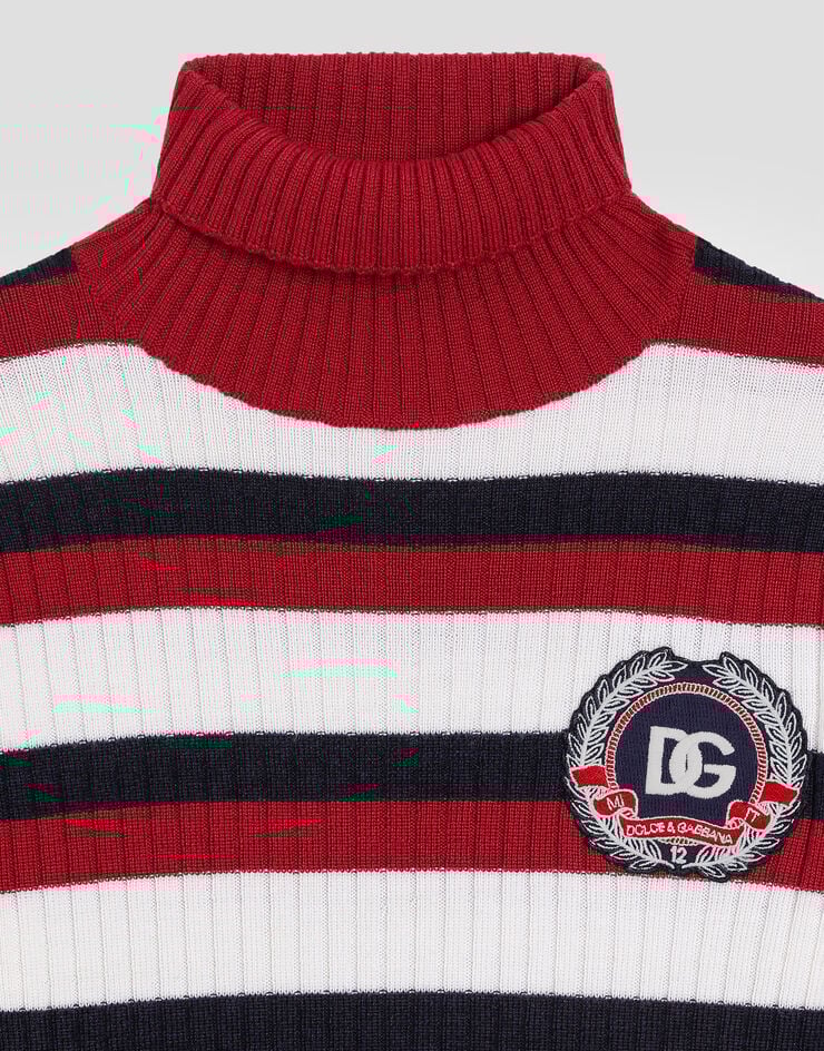 Dolce & Gabbana Wool turtleneck sweater with patch Multicolor L5KWMAJDVCD