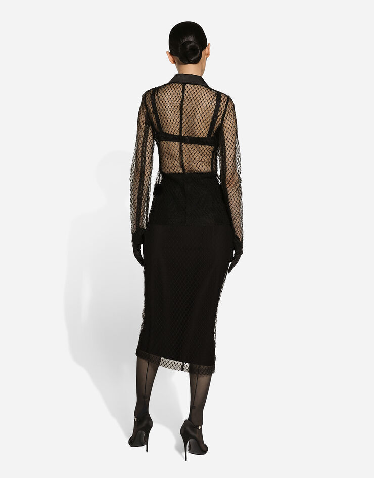 Dolce & Gabbana تنورة قلم رصاص شبكية بطول للربلة أسود F4C0CTHLM83