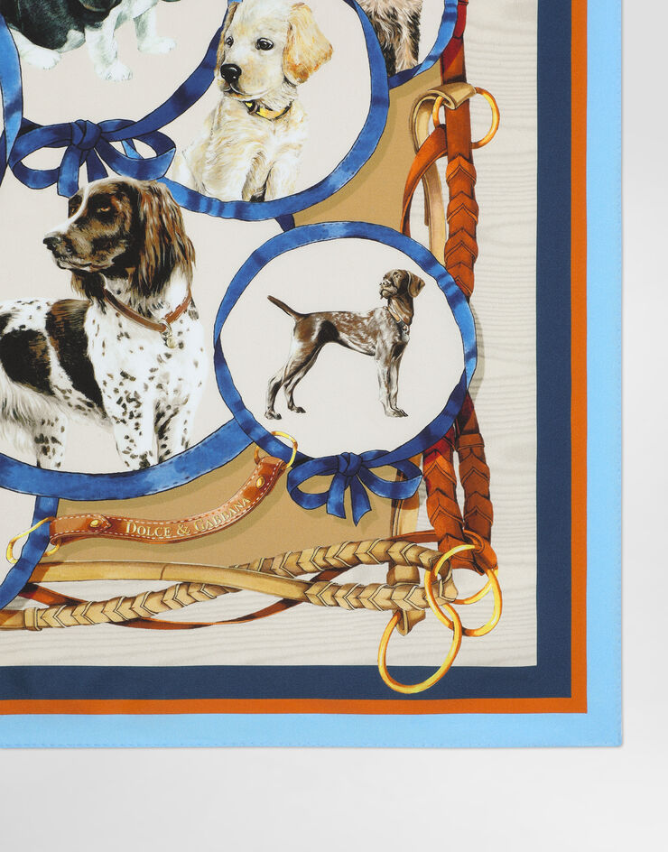 Dolce & Gabbana Silk scarf with dog print Print GQ348EG0TID