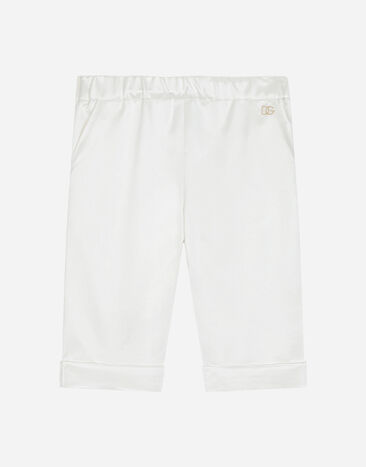 Dolce & Gabbana Pantalón de raso duquesa de seda con logotipo DG Blanco L13P99FU1A9