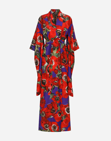Dolce & Gabbana Vestaglia kimono in seta stampa fiore anemone Stampa F755RTHS5Q0
