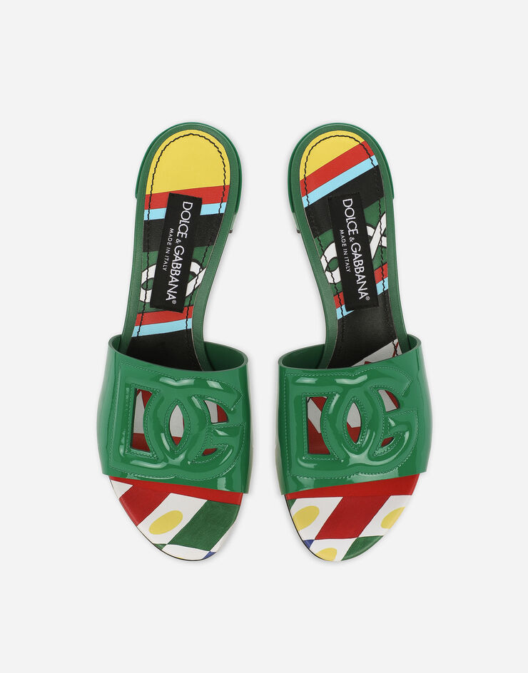 Dolce&Gabbana Patent leather DG mules with cut-out Green CR1139AN853