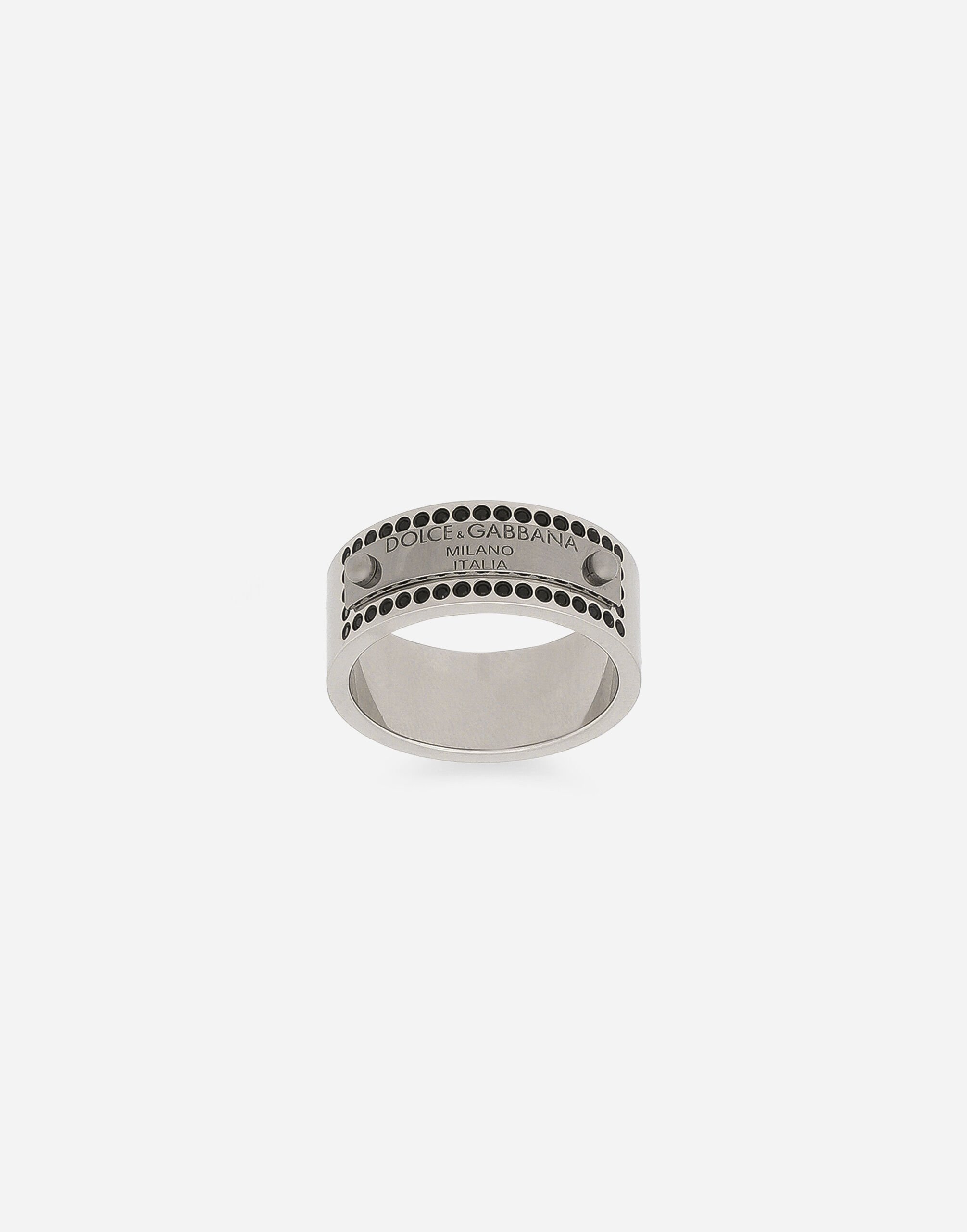 Dolce & Gabbana Rhinestone-detailed tag ring Grey WRQ1X2W1111