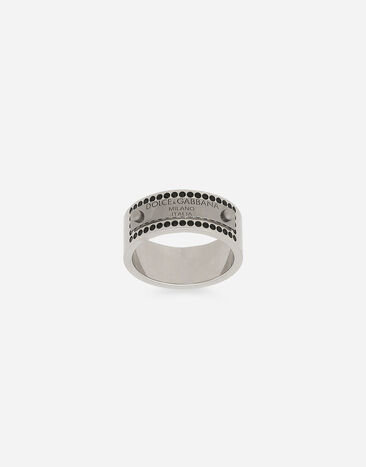 Dolce & Gabbana Anillo con placa de strass Gris WRQ1X2W1111