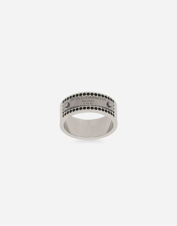 Dolce & Gabbana Anillo con placa de strass Gris WRQ1X2W1111
