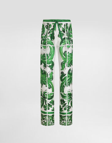 Dolce & Gabbana Majolica-print silk twill vanity trousers Print I4637MHI1TN