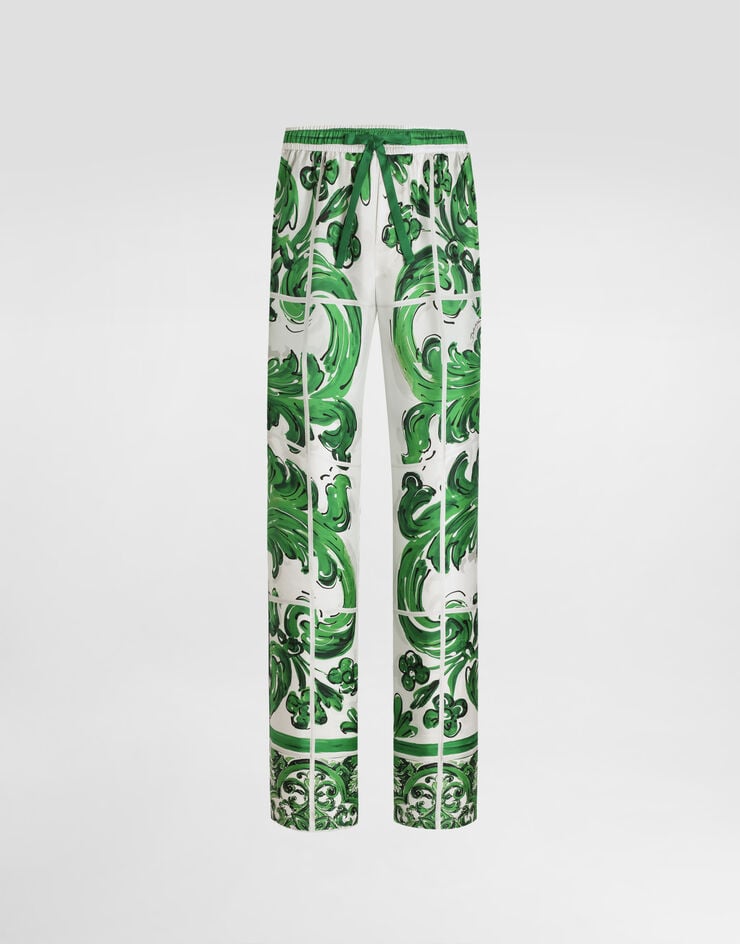 Dolce & Gabbana Majolica-print silk twill vanity trousers Dolce & Gabbana Majolica-print silk twill vanity trousers Print I4637MHI1TN