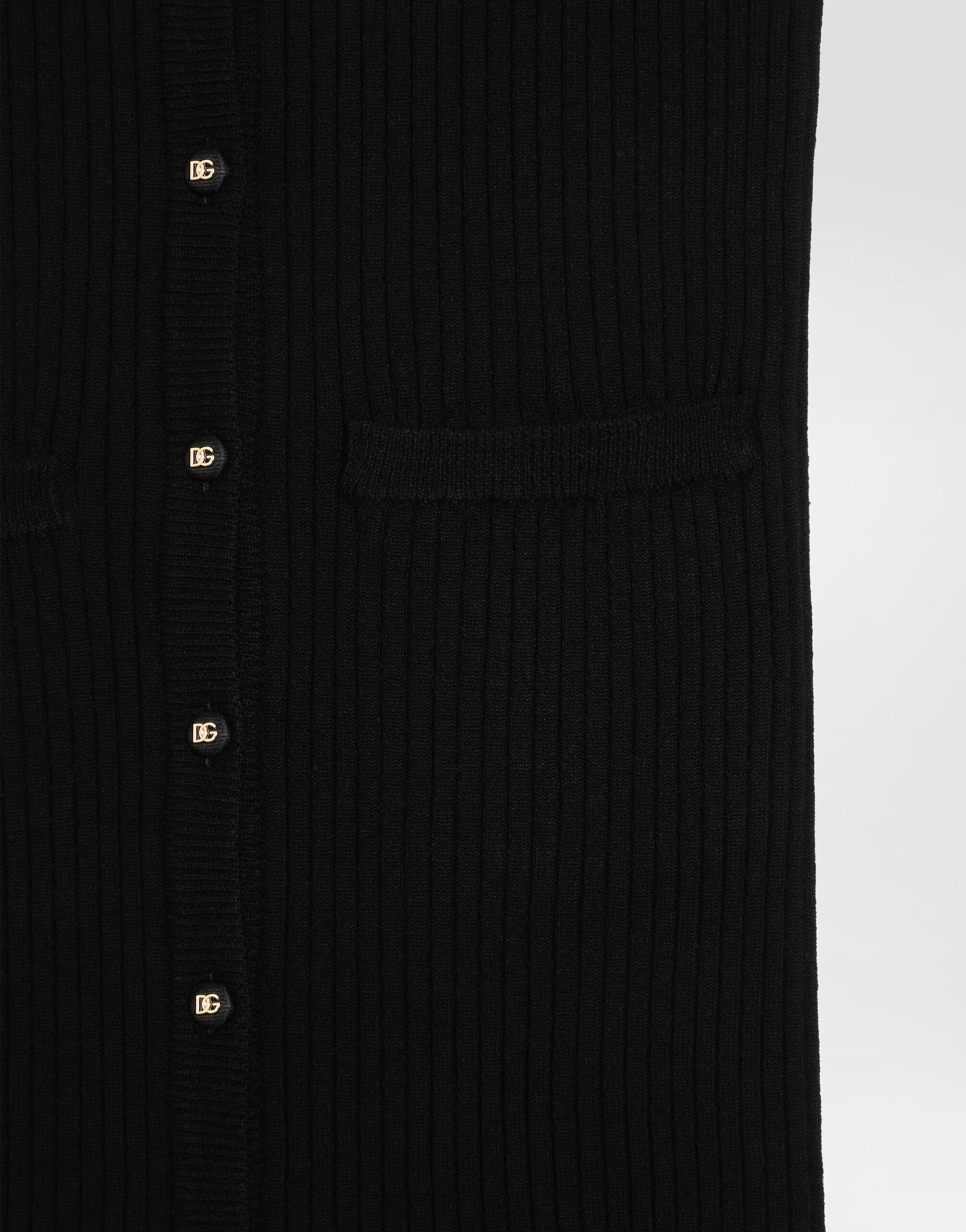 Long ribbed wool cardigan in Black for Women | Dolce&Gabbana® US