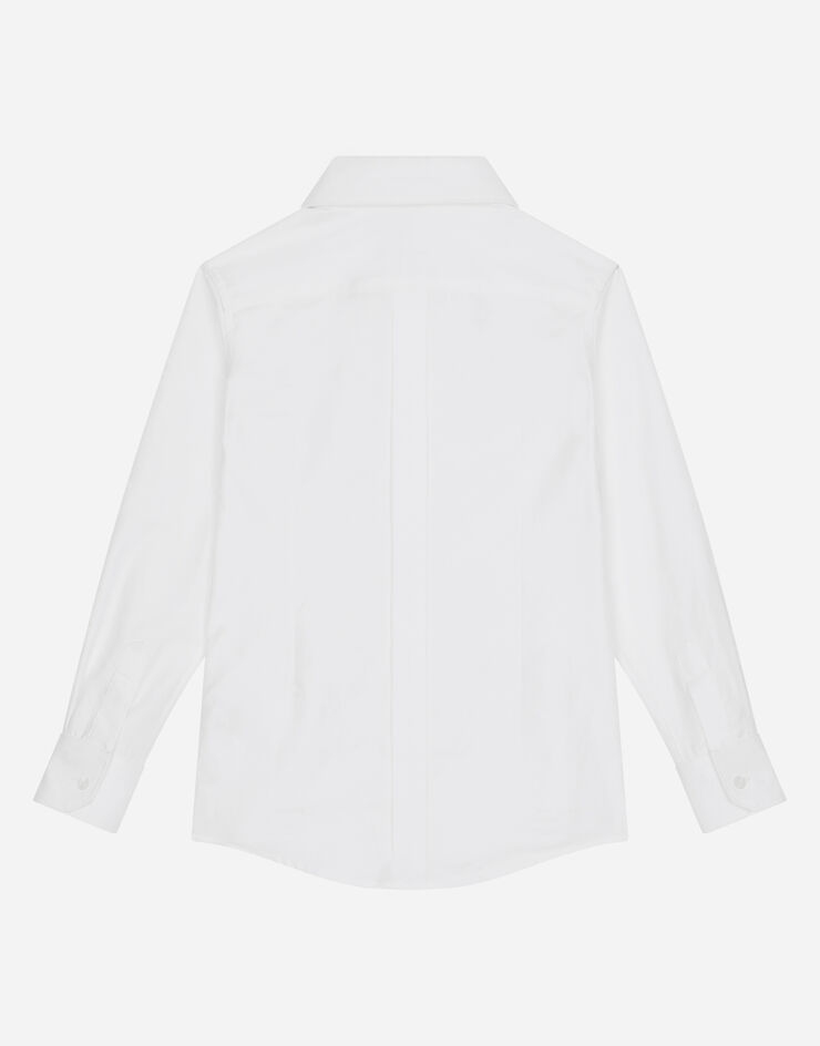 Dolce & Gabbana Camisa de esmoquin en jacquard de popelina con logotipo DG Blanco L43S67FJ5GU