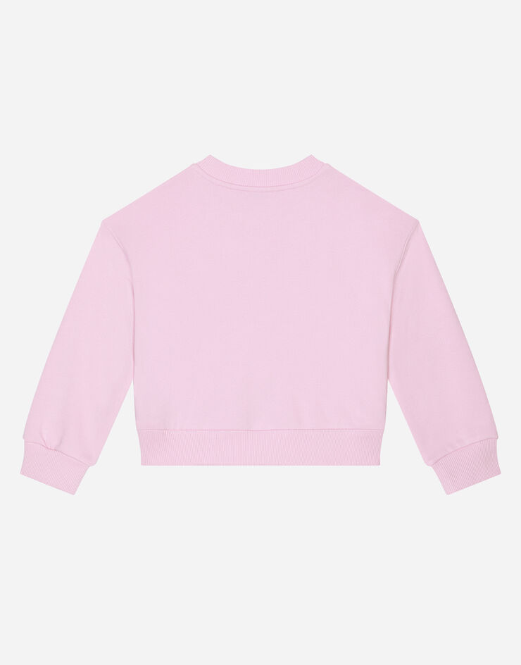 Dolce & Gabbana Jersey round-neck sweatshirt with DG logo patch Pink L5JW8OG7IGH