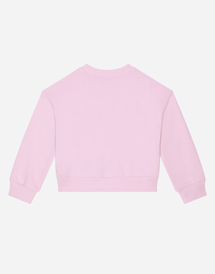 Dolce & Gabbana Jersey round-neck sweatshirt with DG logo patch Pink L5JW8OG7IGH