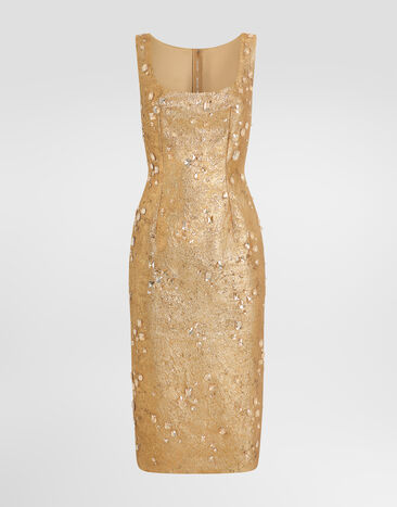 Dolce & Gabbana Jacquard dress with embroidery Multicolor F620NZGDD0V