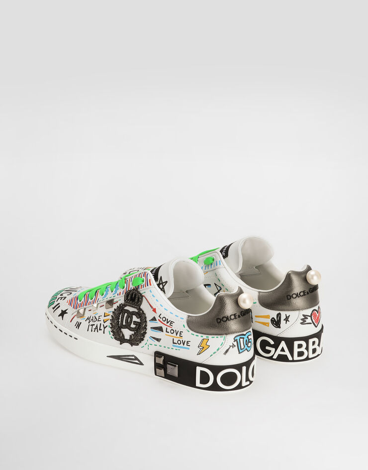 Dolce & Gabbana Calfskin Portofino sneakers with embroidery and studs Multicolor CS1772AH502