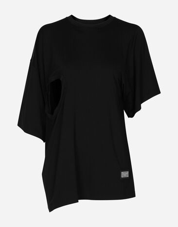 Dolce&Gabbana Asymmetrical top with cut-out Black F8T21TFUGPS