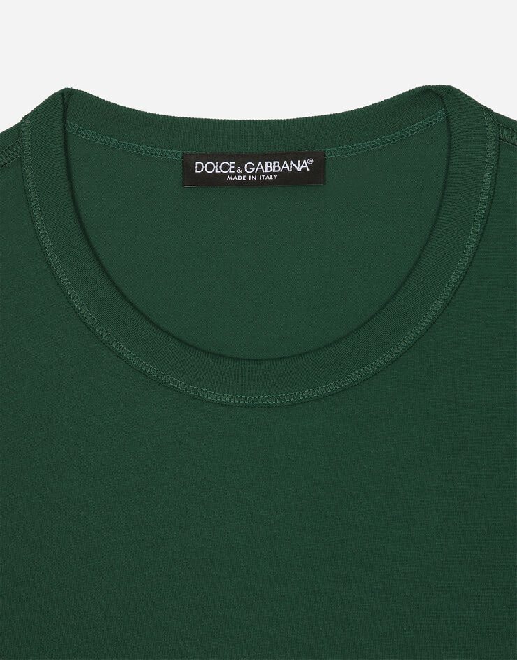 Dolce & Gabbana Baumwoll-T-Shirt mit Logoplakette Mehrfarbig G8PT1TG7F2I