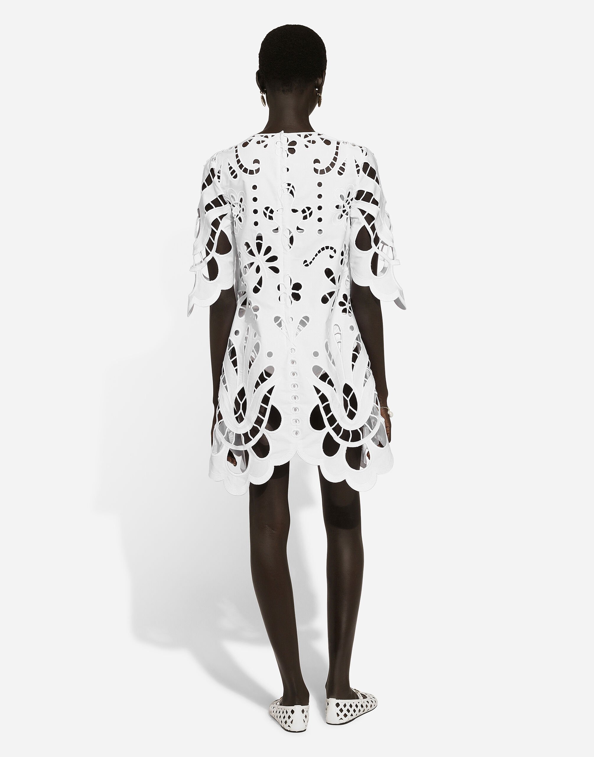 Cotton midi dress with cut-out detailing in White for Women