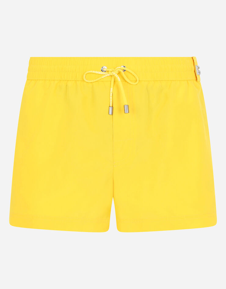 Dolce & Gabbana Short swim trunks with metal DG logo Orange M4B39TFUSFW