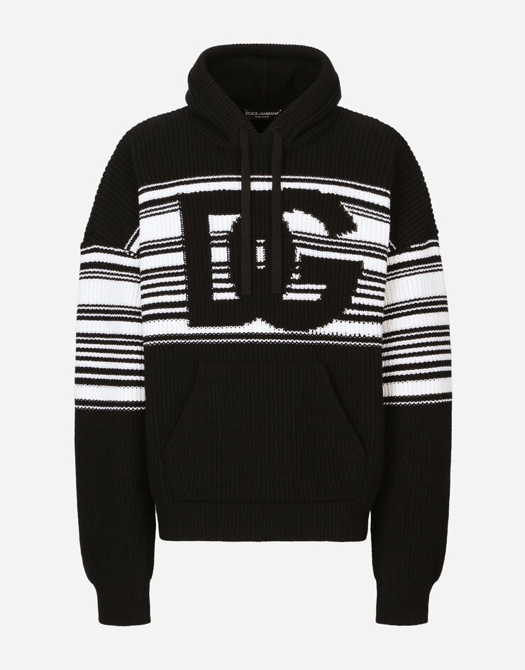Hoodie with DG logo inlay in Black for | Dolce&Gabbana® US
