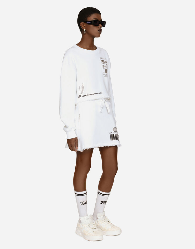 Dolce & Gabbana Sudadera de manga larga con cuello redondo en punto de algodón DGVIB3 Blanc F9R41TG7K6T