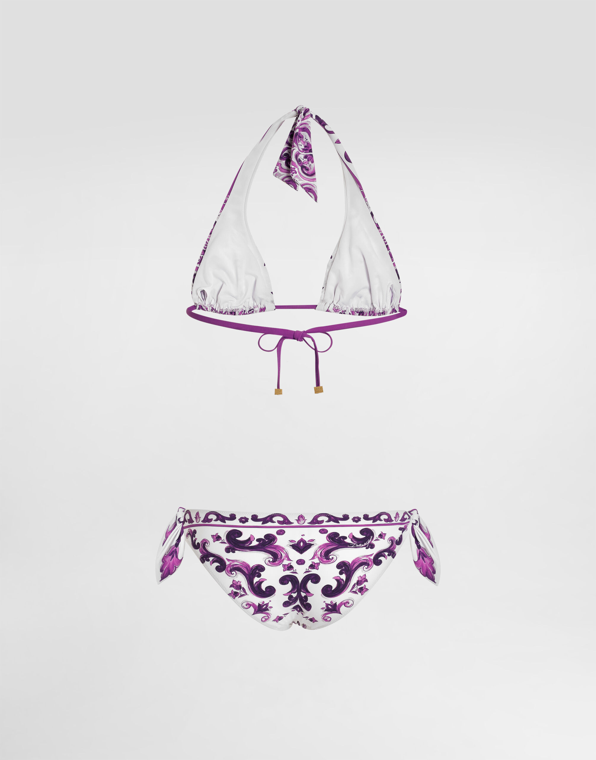 ビキニ Dolce & Gabbana Majolica Print Padded Triangle Bikini Swimsu Majolica-print padded triangle bikini in Multicolor for
