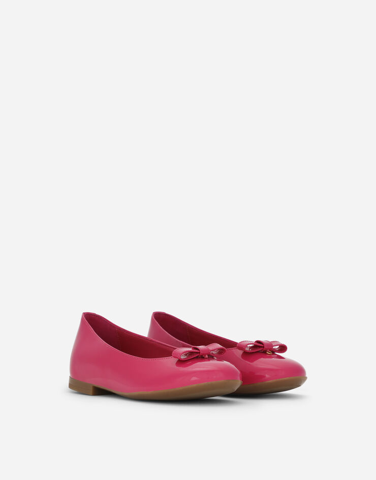 Dolce & Gabbana Patent leather ballet flats with metal DG logo Pink D11141A1328