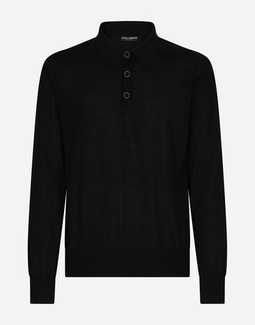 Dolce & Gabbana Extra-fine cashmere polo-shirt Black GX831TJAWTY
