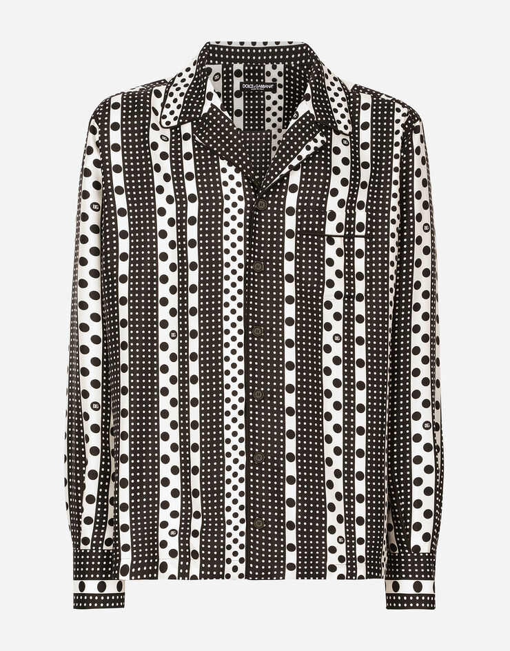 Dolce & Gabbana Рубашка из шелка с принтом Отпечатки G5IF1TIS1S6